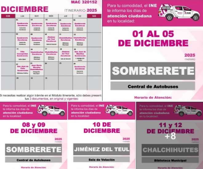 TE DAMOS A CONOCER LA CALENDARIZACI�N DE TR�MITES Y SERVICIOS DEL INE (INSTITUTO NACIONAL ELECTORAL) PARA EL MES DE DICIEMBRE.